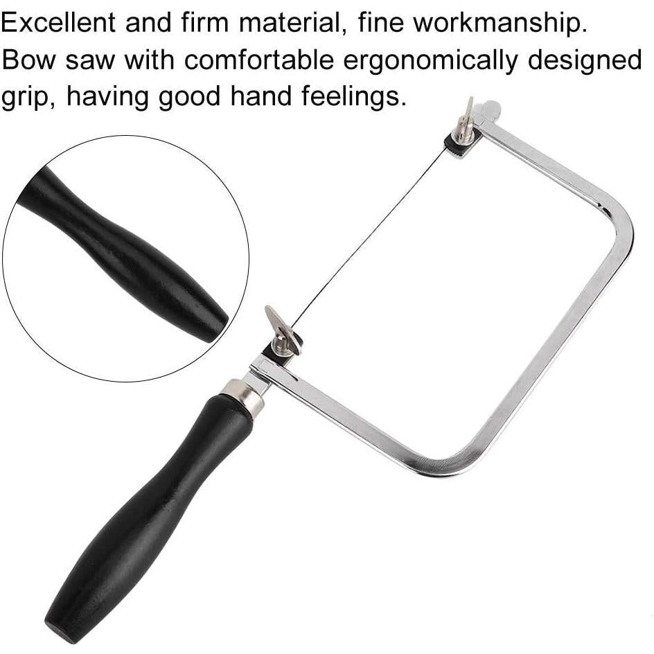 Black U-Shaped Saw Bow with Carved Handle - Portable Jewelry Wire Cutting Tool for Precision Crafting