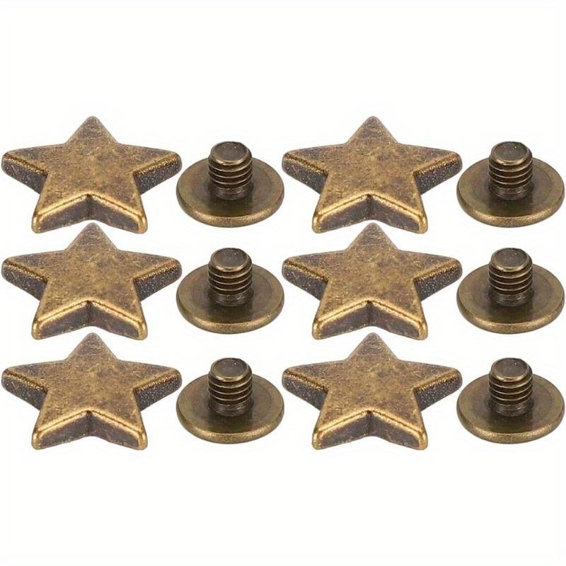 50 Sets Star Studs Rivets Star Shaped Studs with Spikes Hand Pressed Rivets for Leather Crafting, Decorating Clothes, Jackets, Belts, Footwear, and Bags(Bronze)