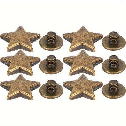 50 Sets Star Studs Rivets Star Shaped Studs with Spikes Hand Pressed Rivets for Leather Crafting, Decorating Clothes, Jackets, Belts, Footwear, and Bags(Bronze)