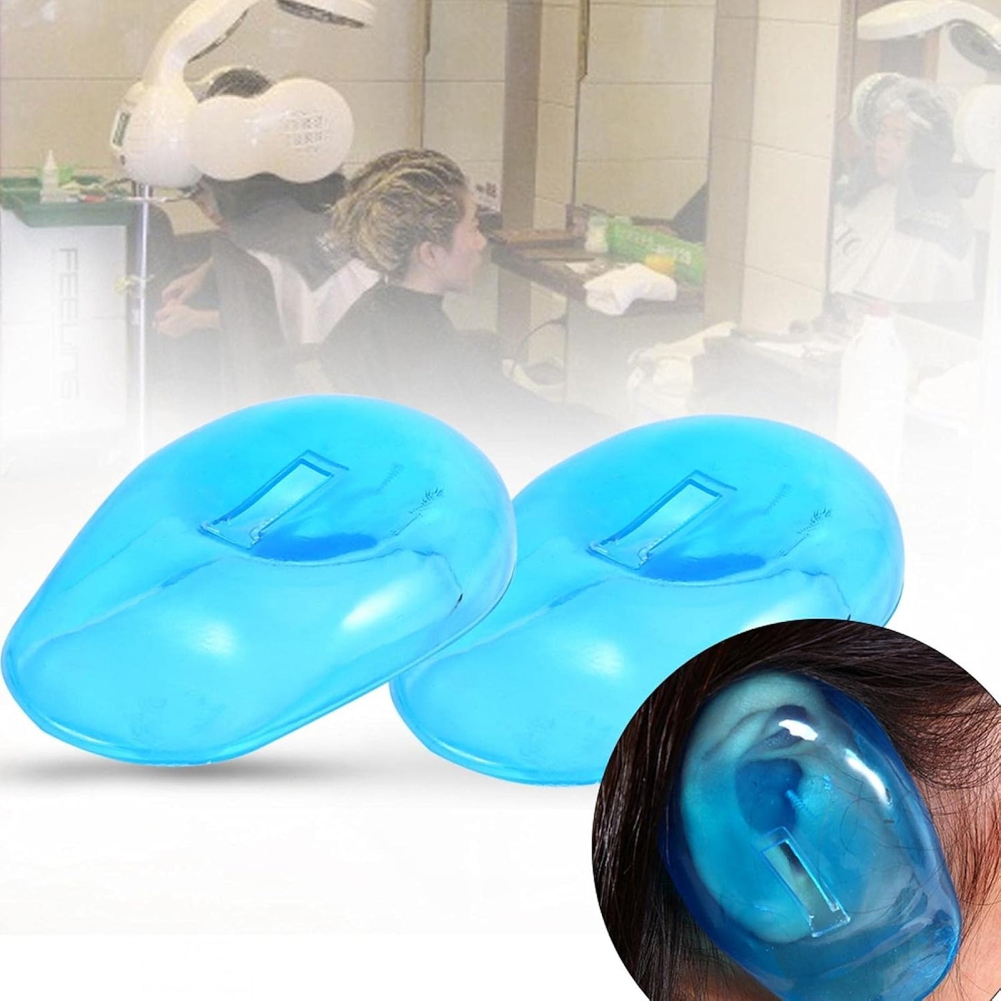 Ear Protection Tools, Hair Color Earmuffs,2pcs Blue Ear Cover Shield Anti Staining Plastic Guard Protects Earmuffs From The Dye Great for home personal use or business hairdressing salon use