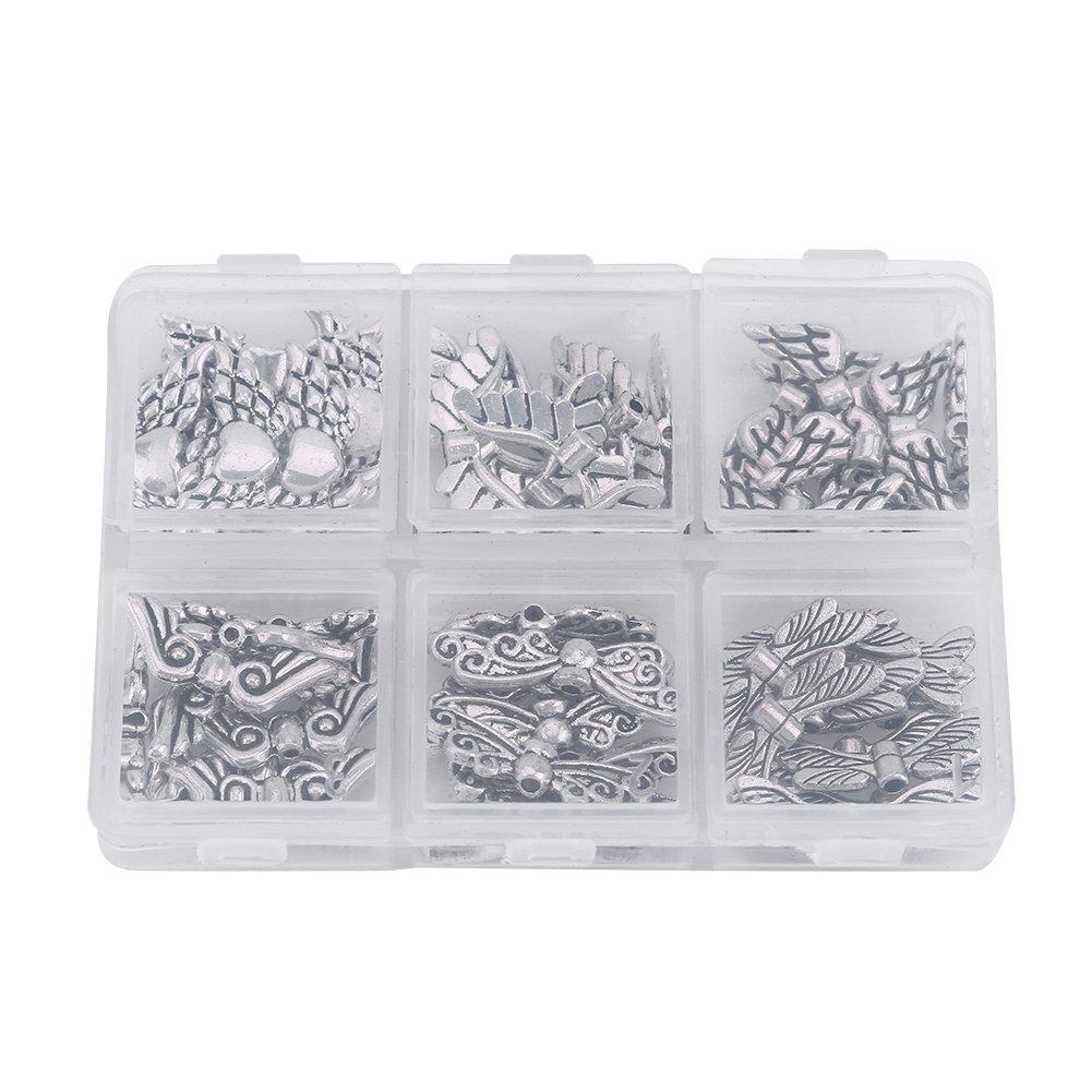 DIY Jewelry Findings, 60Pcs 14-26mm Angel Wing Beads Lot DIY Jewelry Findings Making Supplies with Storage Box