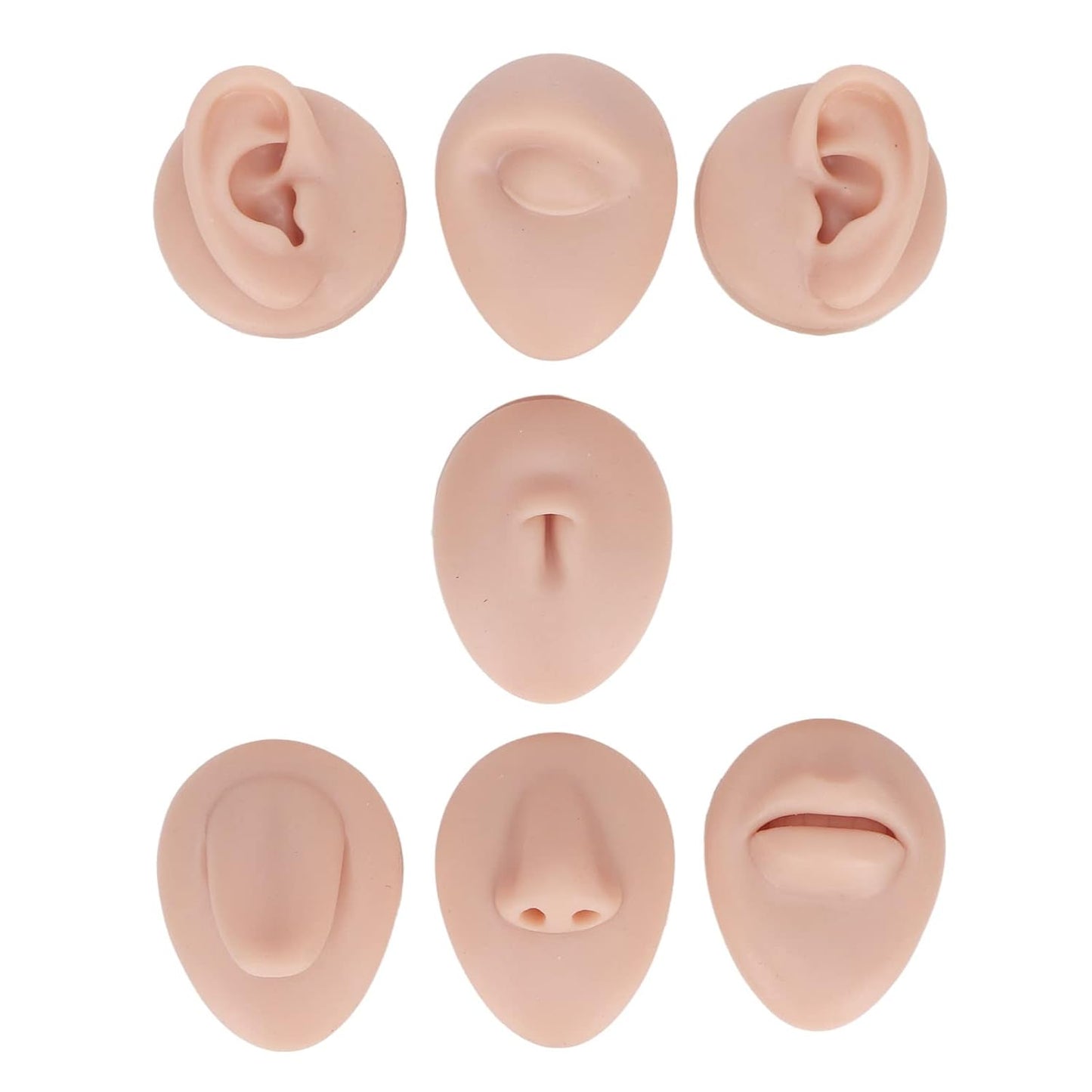 Soft Silicone Body Part Model, Body Piercing Practice Model Simulation Ear Eye Nose Mouth Tongue and Belly Button Model for Novice Piercer (Medium Skin Color)