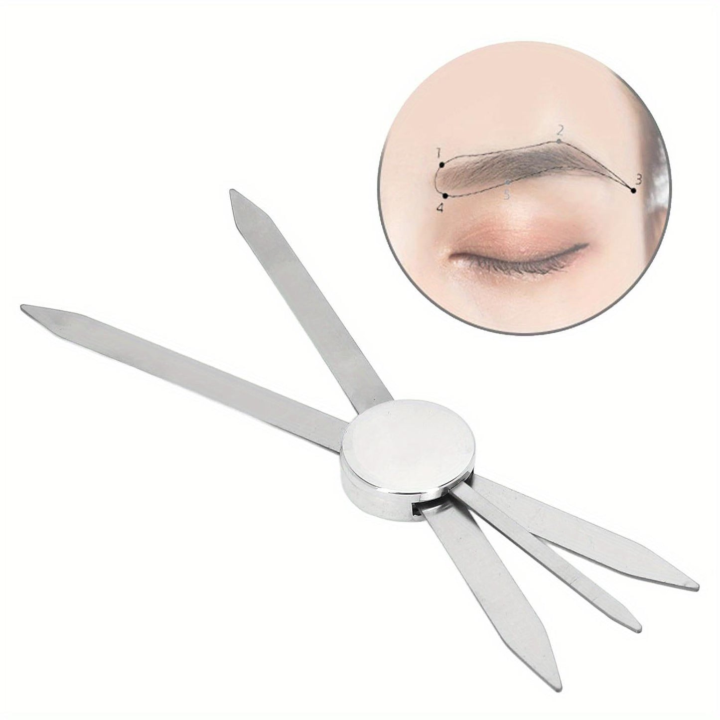 Eyebrow Stencil Ruler, 3 Point Positioning Eyebrow Makeup Ruler, Stainless Steel Design Brow Measuring Tool for Microblading Silver