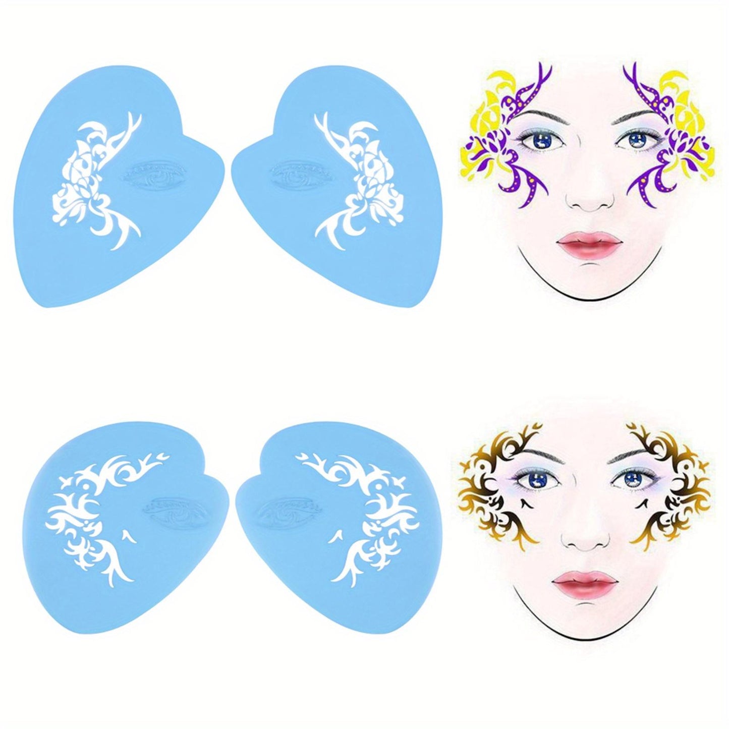 7styles/set Reusable Face Paint Stencil Body Painting Template Flower Butterfly Facial Design