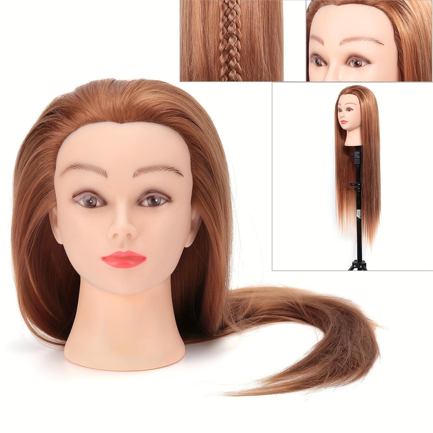 Synthetic Fiber Mannequin Head Hairdresser Training Head Cosmetology Doll Head