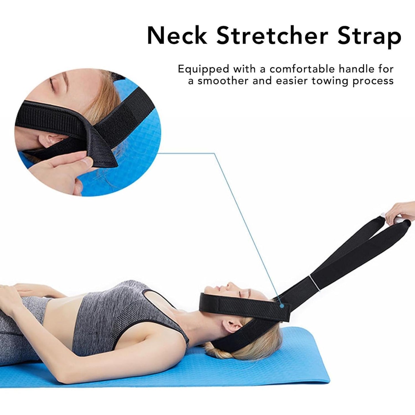 Neck Stretcher Strap Chiropractic Decompression Comfortable Handle Cervical Traction Pull Device with Chin Strap