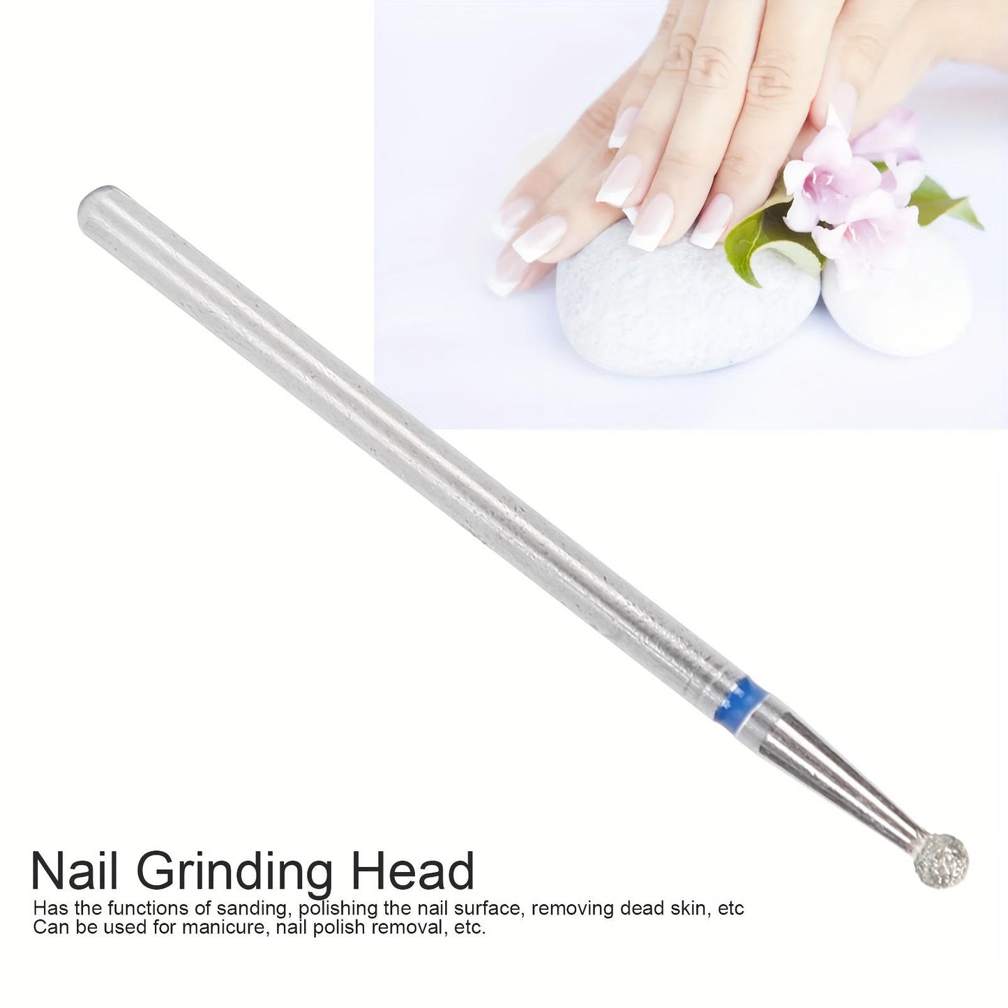 50pcs Spherical Nail Drill Bits Dead Skin Removal Nail Polishing Grinding Head Accessory2.3mm/ 0.09in