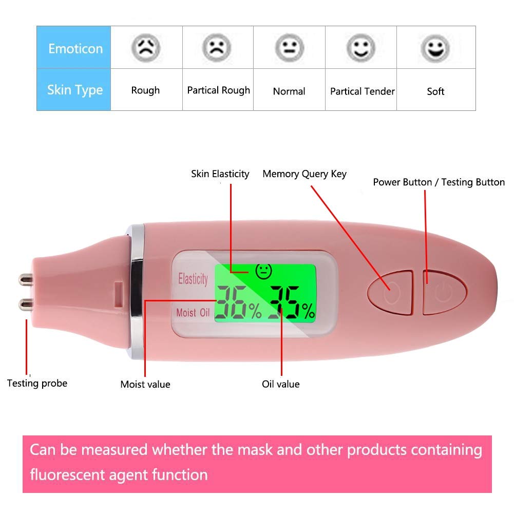 Detector For Face, Skin Analyzer Machine Professional, Digital Skin Oil Sensor, Skin Analyzer Tester Water Oil Monitor LCD Display Monitoring Meter for Face and Body