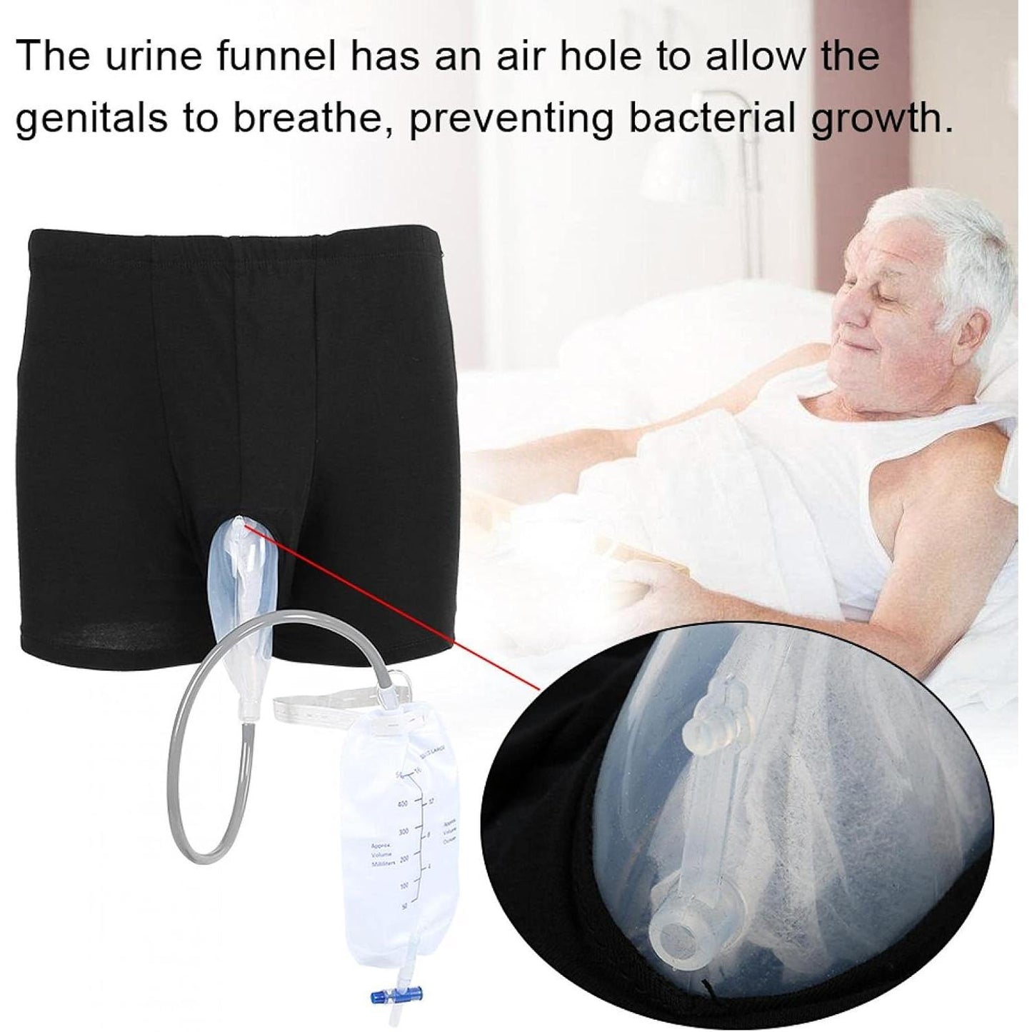 Wearable Collection Urinal Bag, Urinal Underwear for Men Incontinence Bags Reusable Male Urinal Leg Bag Silicone Urine Funnel Pee Holder Collector Urinary Male Pee Bag