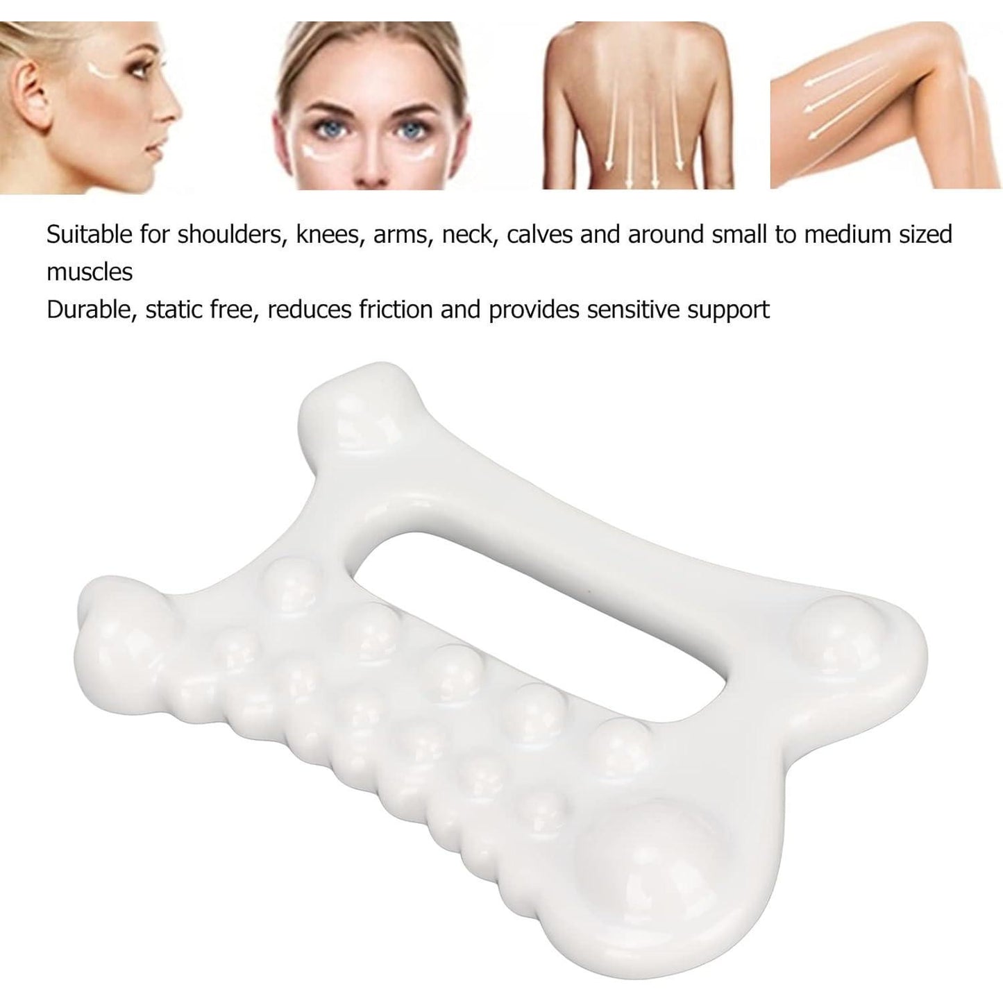 Ceramics Facial Gua Sha Board, Face Full Body Massage Skin Care Scar Tissue Massager Reduce Fat Static Free Guasha Scraping Plate Lymphatic Drainage Scraper Muscle Relief Board for Women