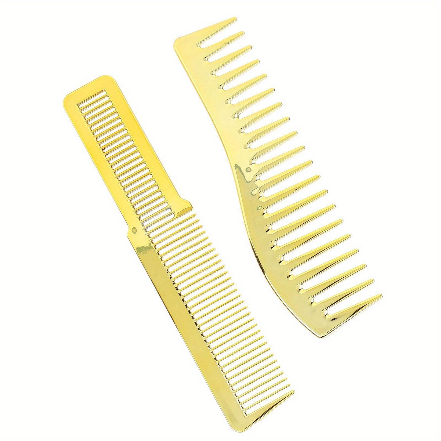 Hairdressing Comb with Wide Teeth for All Hair Types- Golden ABS Material Cutting and Styling Bending Comb- Professional Salon Haircut Tool