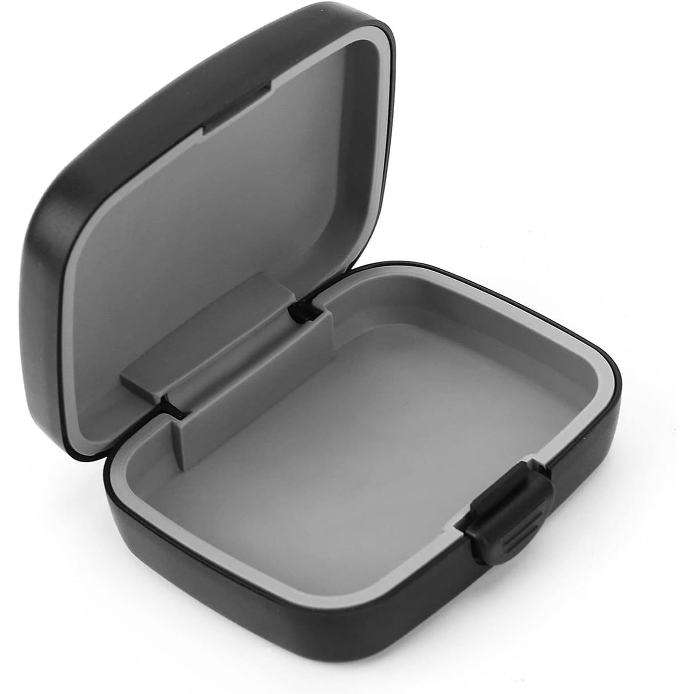 Portable Hard Case, Behind The Ear Drop Resistance BehindtheEar Storing Aids Protection, Waterproof Protective Storage Box Black for Outdoor Travel