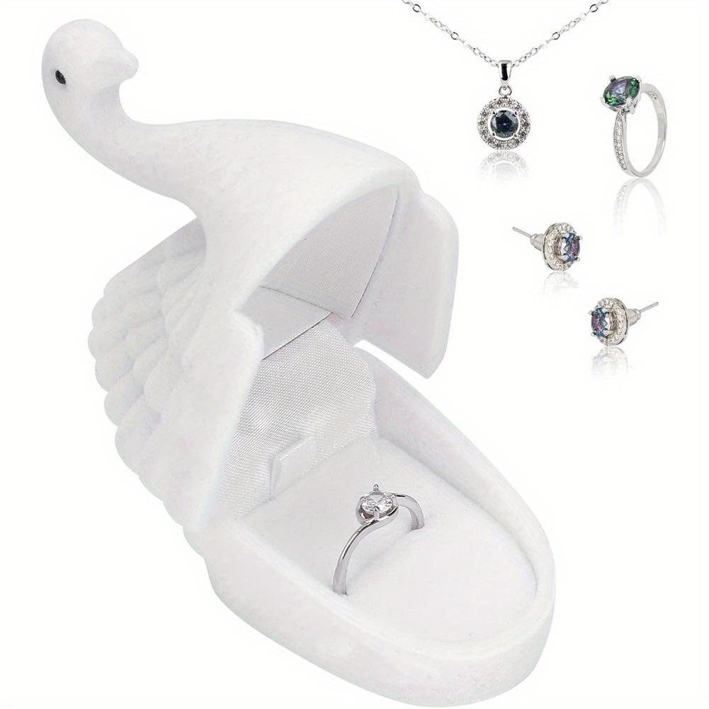 Exquisite Swan Shape Jewelry Box, Retro Design, Flocking Inside, Unique Gift for Christmas, Birthday (White)