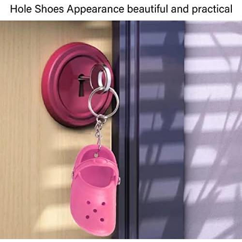 20pcs Mini Shoes Key Chains, Funny Clog Cute Adorable Beach Hole Shoes Keychains for DIY Backpacks Handbag Wall Door Bag Travel Camping Accessory Blue Green Pink Peach Yellow