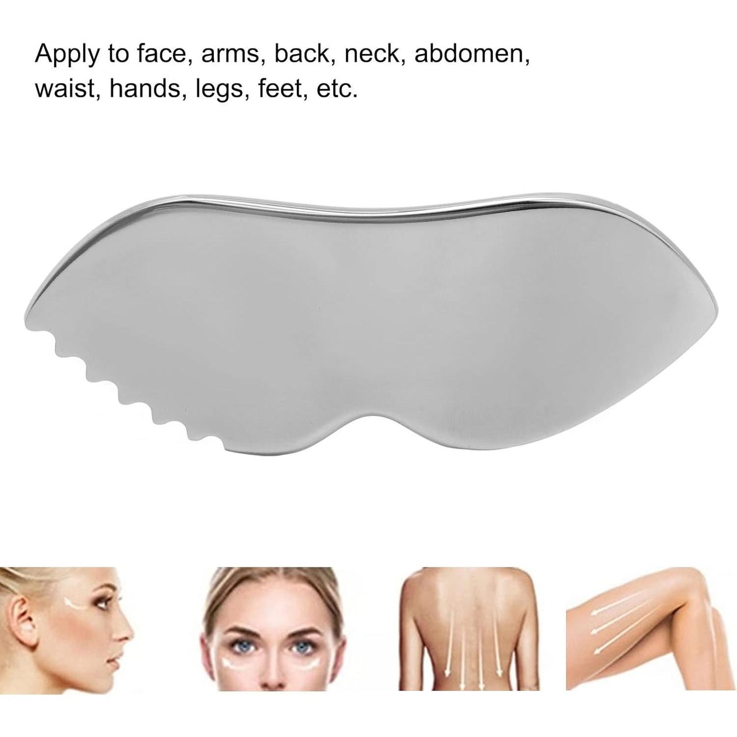 Massage Board Comb Gua Sha Facial Tool V Shape Face Edger Smoother, Solid 304 Stainless Steel Gua Sha Scraping Massage Tools for Face Body for Soft Tissue Pain Relief Body Care