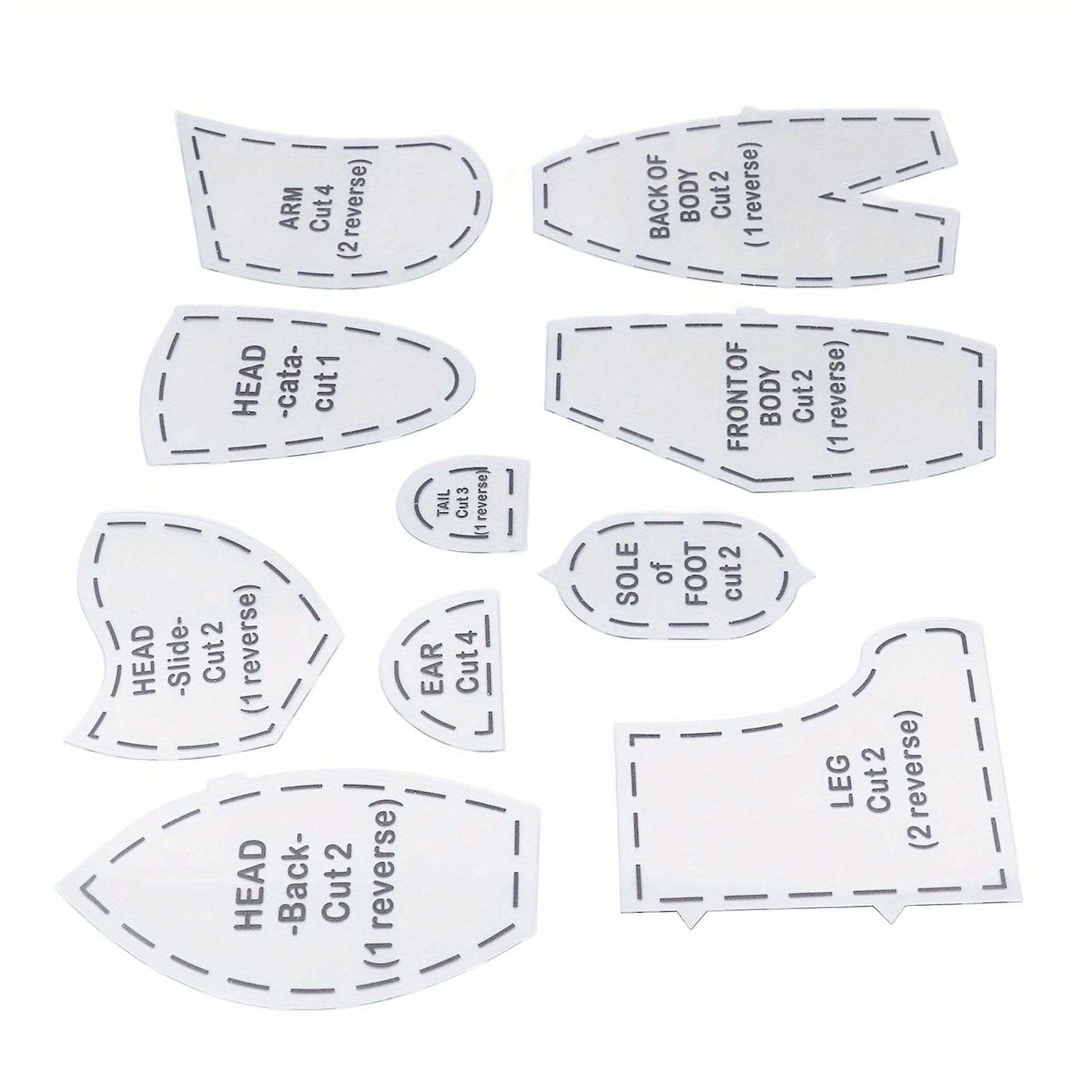 10pcs Bear Template Ruler Set DIY Acrylic Quilting Tools Reusable Bear Sewing Template Set S 10inch