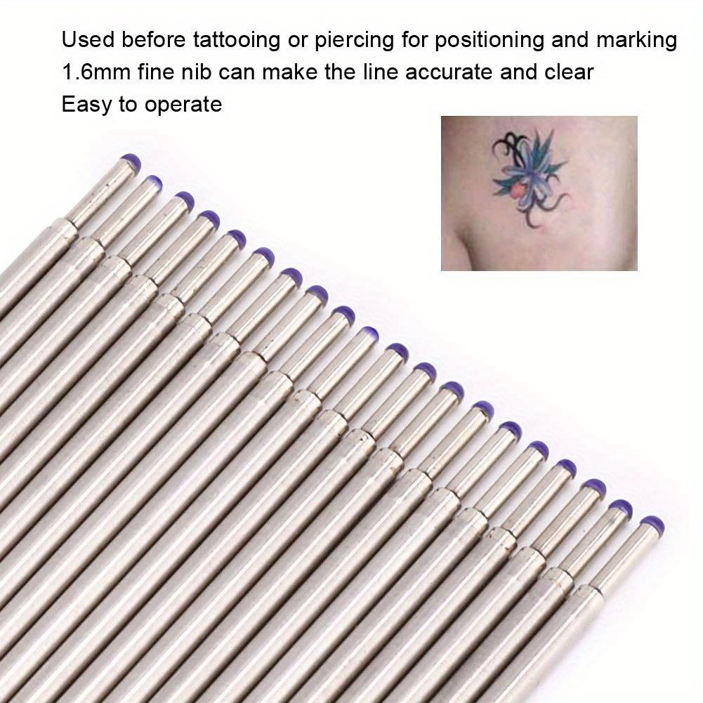 Skin Marker Pen Cores, 20pcs/ Box Skin Marking Pen Skin Surfer Stencil, Microblading Marking Pen Refill Accessory Professional Surgical Tip Skin Marker Pen Tattoo Stencil Markers Pen (blue)