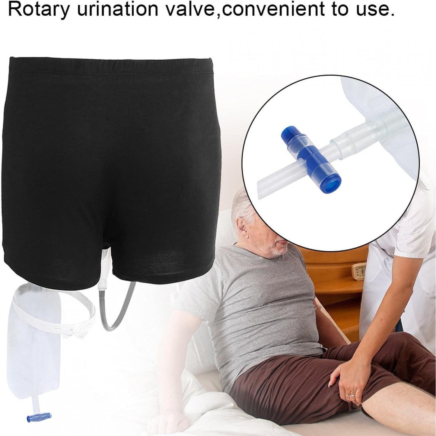 Wearable Collection Urinal Bag, Urinal Underwear for Men Incontinence Bags Reusable Male Urinal Leg Bag Silicone Urine Funnel Pee Holder Collector Urinary Male Pee Bag