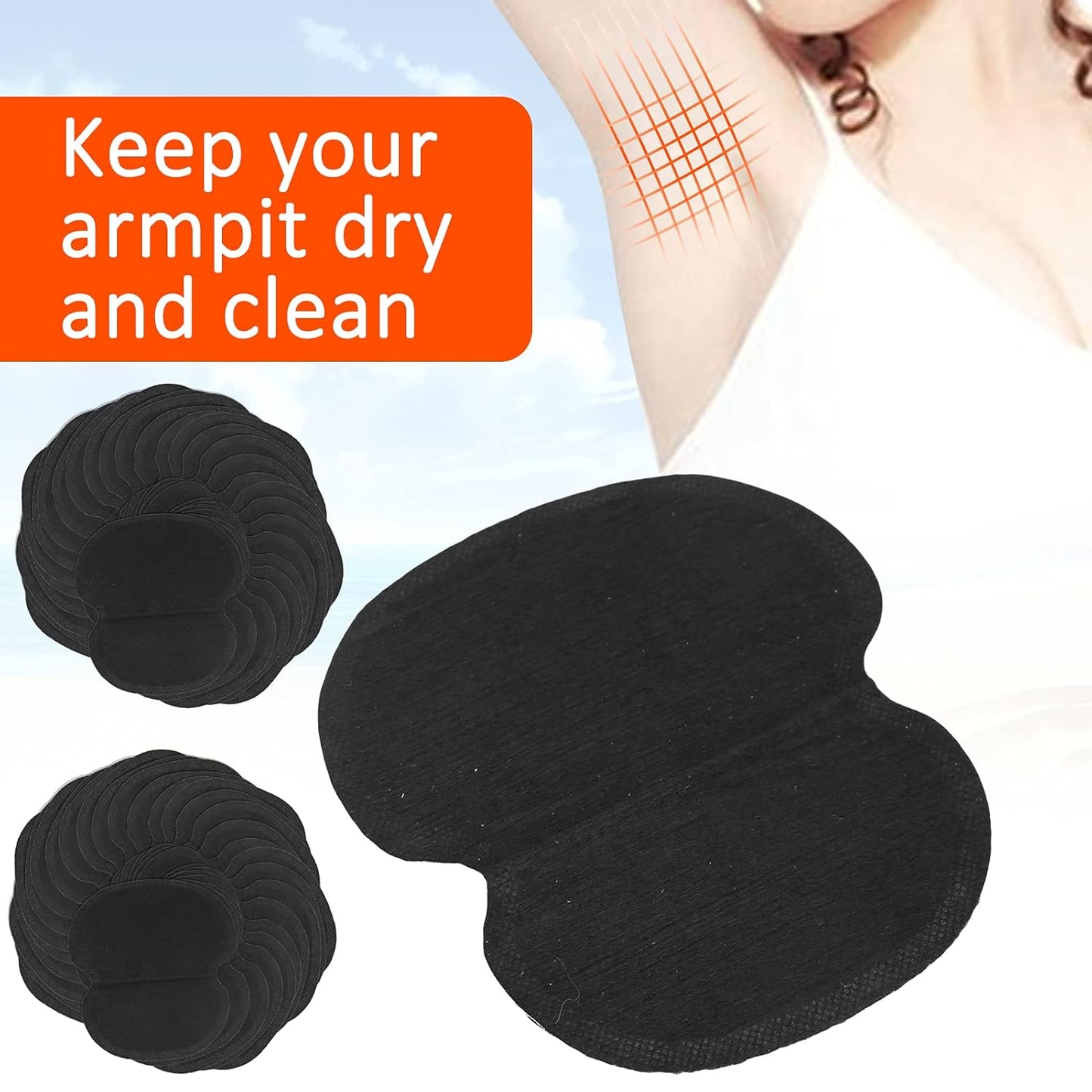 60pcs Underarm Armpit Sweat Pads, Nonwoven Fabric Dress, Clothing Underarm Sweat Pads, Non Visible, For Women And Men, Black