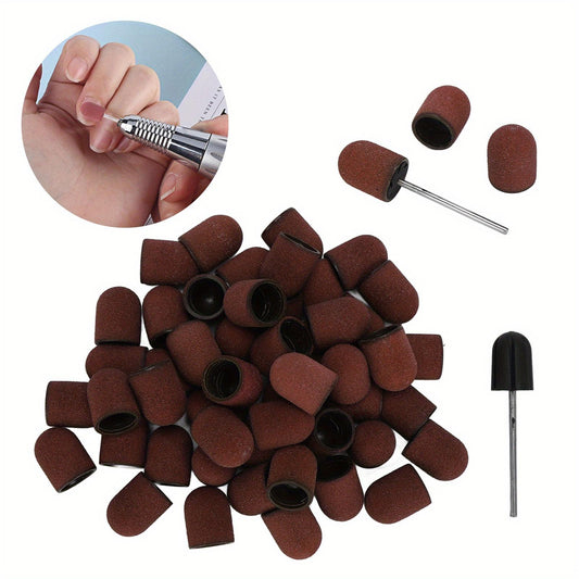 Professional Nail Polish Tool Kit 50pcs 180# Grit Nail Sanding Cap 2pcs Sanding Shaft