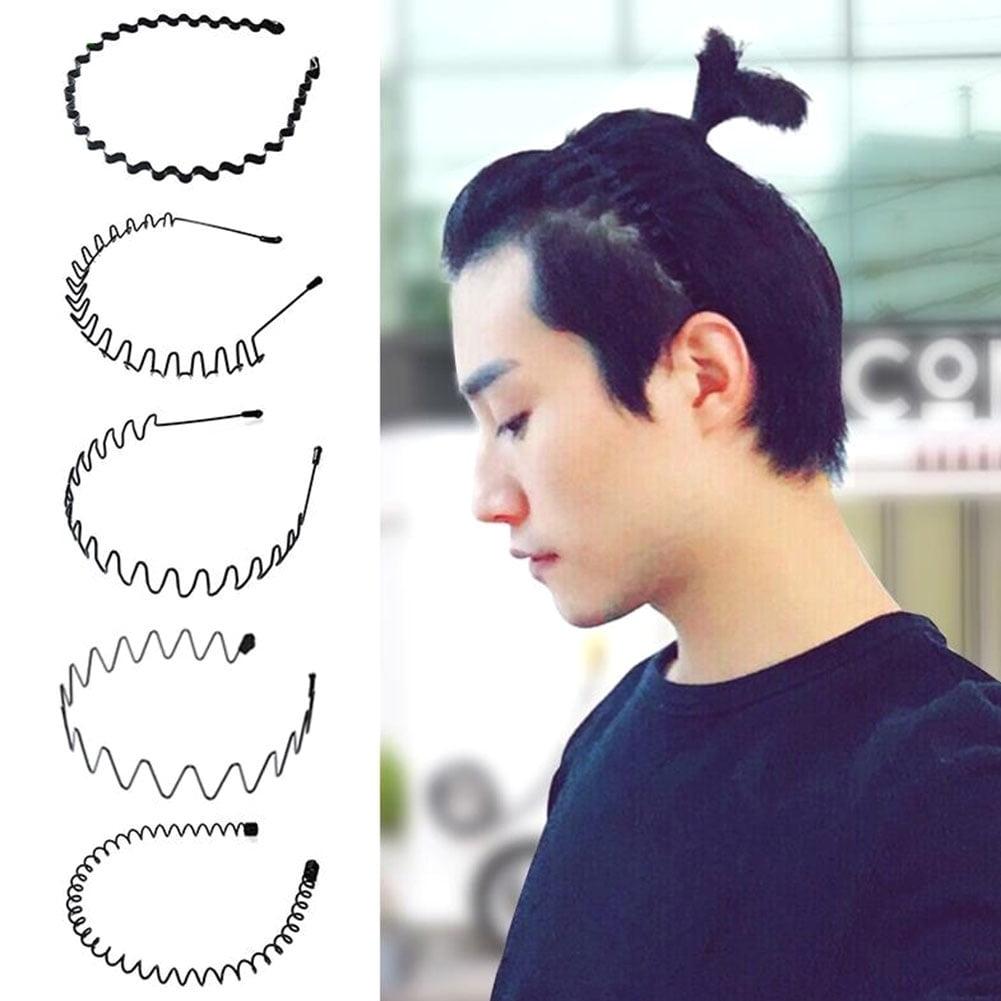 5 pcs Unisex Black Metal Spiral Wave Headband Men Women Hair Band Accessories