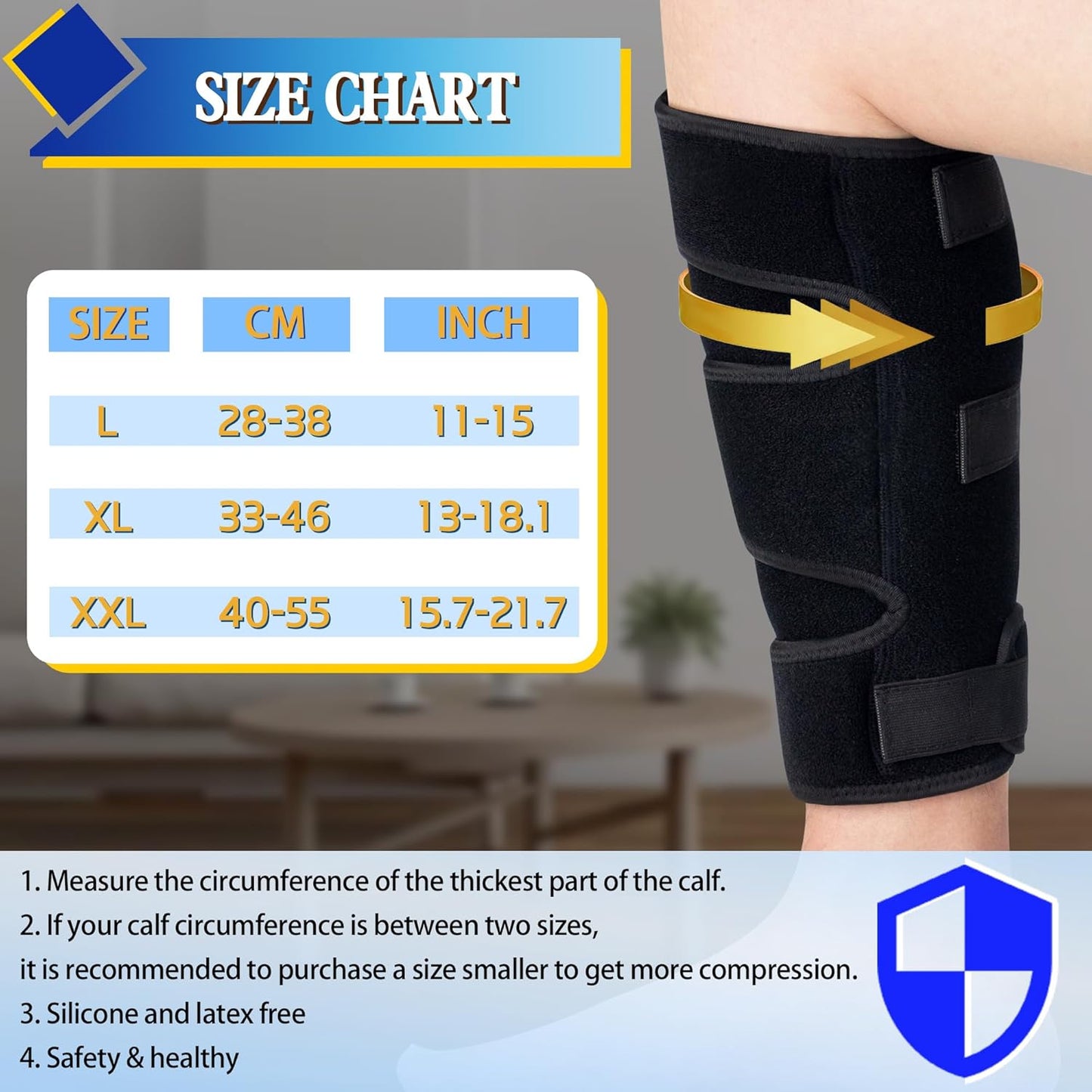 Adjustable Calf Brace for Men Women, Lower Leg Compression Wrap, Calf Compression Sleeve with Six Nylon Buckle Pressure Strips, Shin Splint & Calf Support for Torn Calf Muscle, Varicose Veins