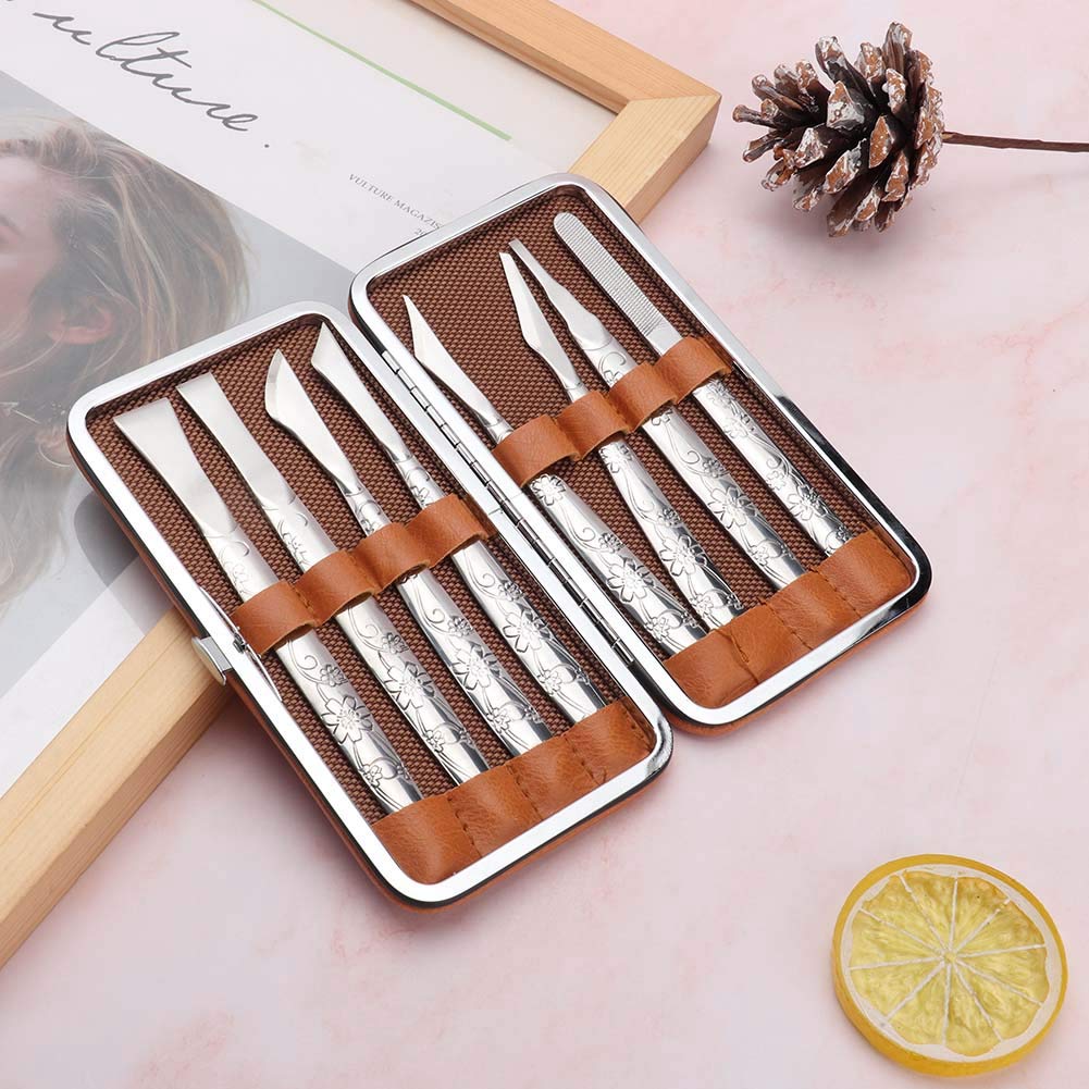 Ingrown Toenail Tool, 8pcs Stainless Steel Foot File Dead Skin Horny Remover Foot Callus Sha ver Foot Skin Planer Pedicure Tool Set for Ingrown Foot Fingernail Care