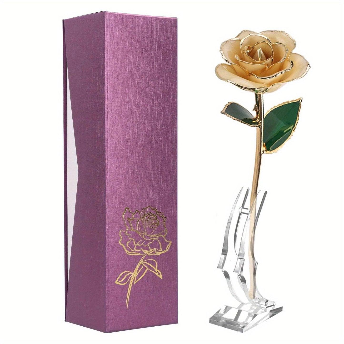 Gold Rose 24K Gold Plated Rose Gift Ornament for Birthday Anniversary Valentines Day