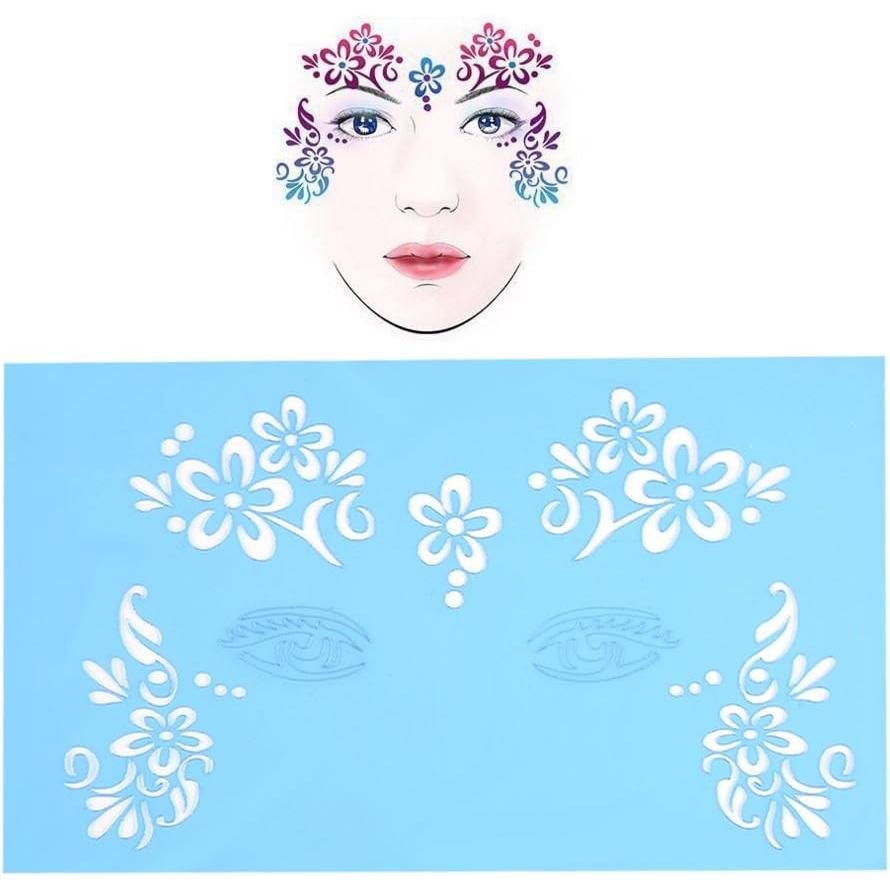 7pcs/Set Face Paint Stencils, Reusable Face Paint Stencil, Body Painting Template Facial Drawing Patterns Butterfly Prints, Flower Prints, Suitable for Birthdays, Sleepovers, School Carnivals