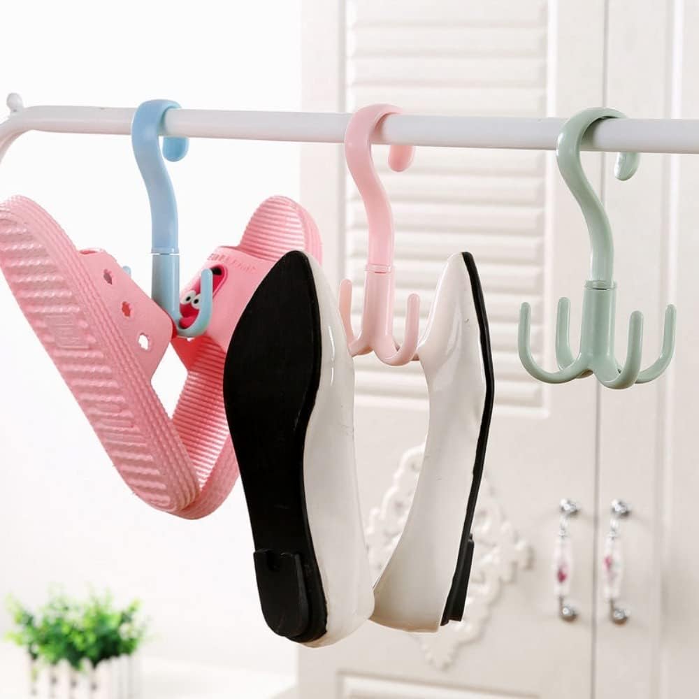 360 Degree Swivel Hooks Organizer - Closet Hanging Storage Rack for Purses, Handbags, and Accessories (Pink)