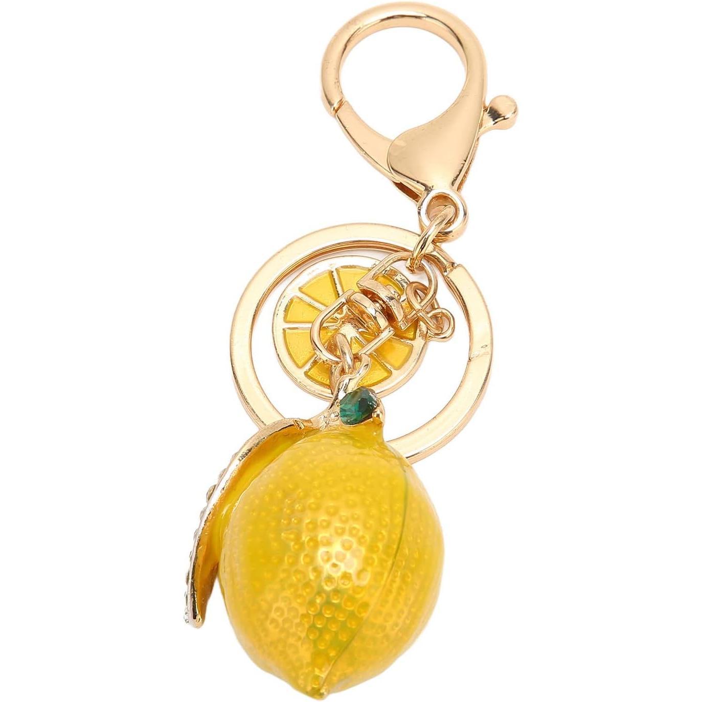 Pendant Keychain, Little Lemon Keyring Strong Metal Little Lemon with Rhinestone Exquisite Keychain Car Keyring Pendant Gifts Bag Charm Key Chain Rings for Keys Bag Wallet(Yellow)