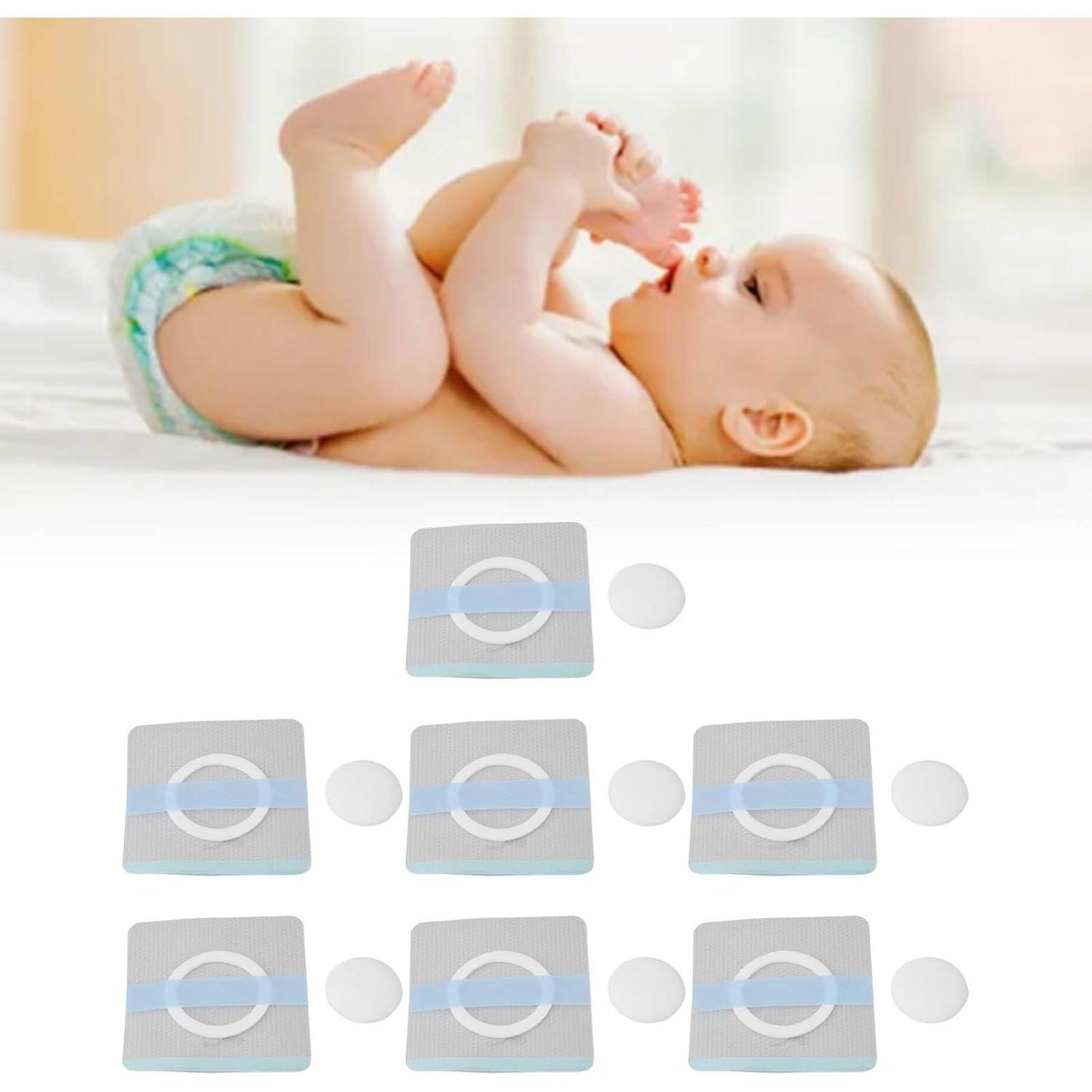 Baby Navel Patches, 7 Pcs Baby Hernia Patch Paste Style Skin Friendly Breathable Comfortable Infant Belly Button Hernia Patch Umbilical Tape Baby Navel Patches Sticker Binder Band