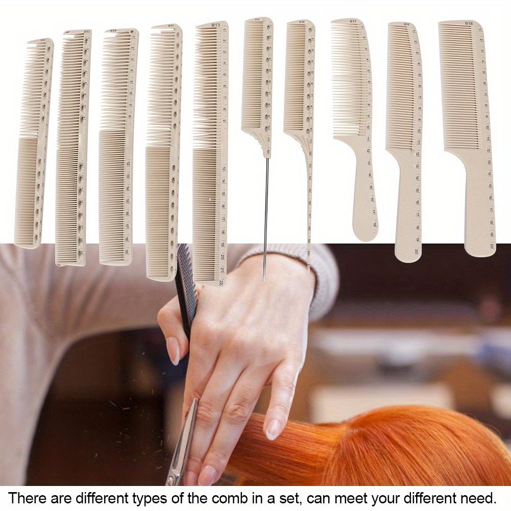 10Pcs Professional Hairdressing Comb Barber Hair Styling Cutting Comb with Measure ScaleComb