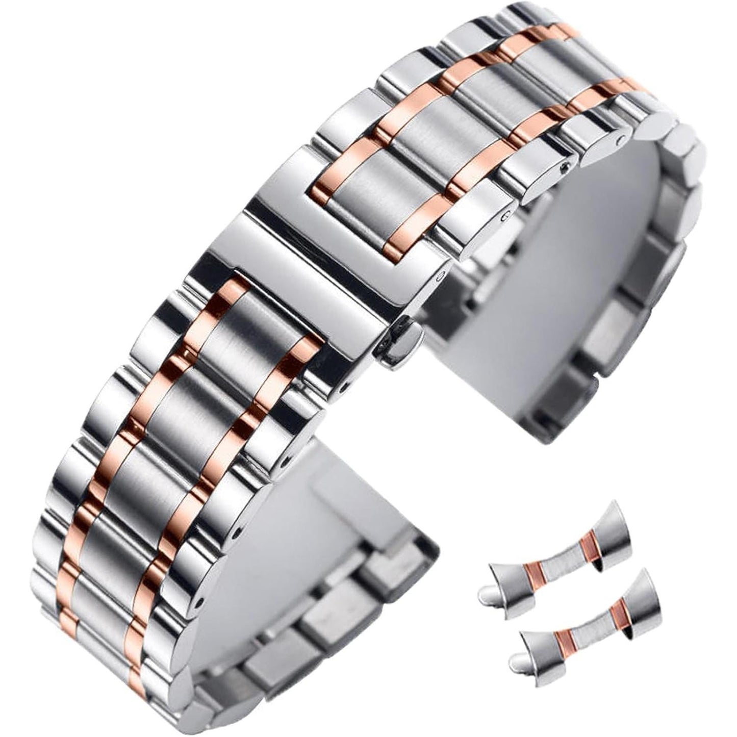 Stainless Steel Watch Band 14mm 15mm 16mm 17mm 18mm 19mm 21mm 20mm 22mm 23mm 24mm Universal Metal Watch Strap Smartwatch Replacement Band Men Women fit Most Traditional Watches