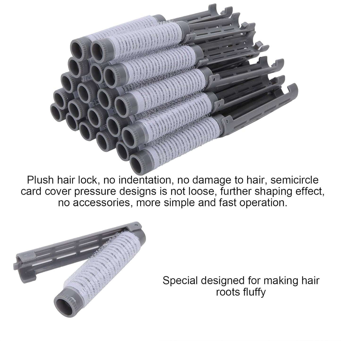 20pcs Perm Rods Set, Hair Curlers, Dressing Rollers for Salon Hairdressing (Gray)