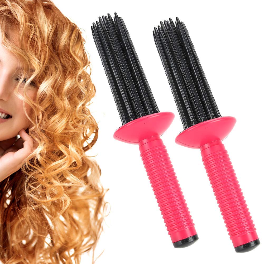 2pcs Anti-Slip Curling Wand for Hairstyling - Fluffy Hair Curler Tools with 17 Comb Teeth, Portable Professional Roll Comb