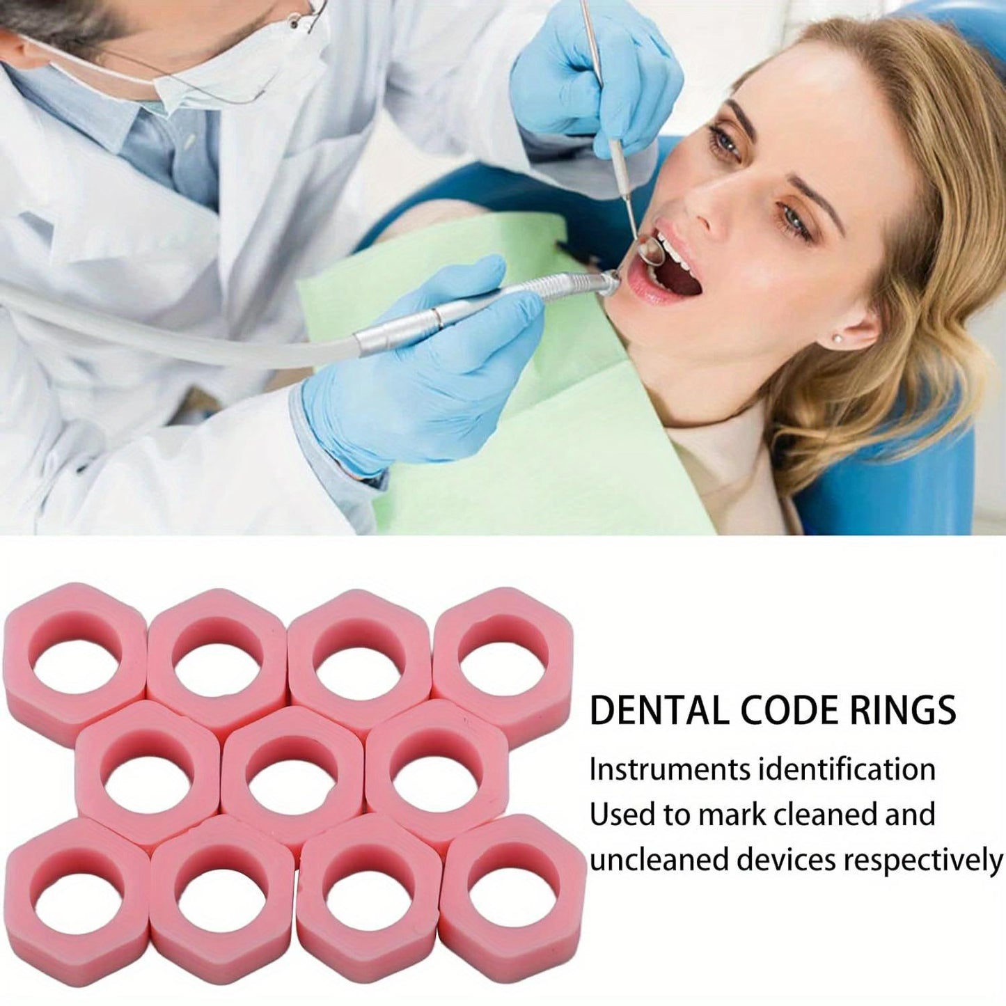 100pcs Dental Code Rings Silicone Color Code Instrument Rings for Instruments Identification ()