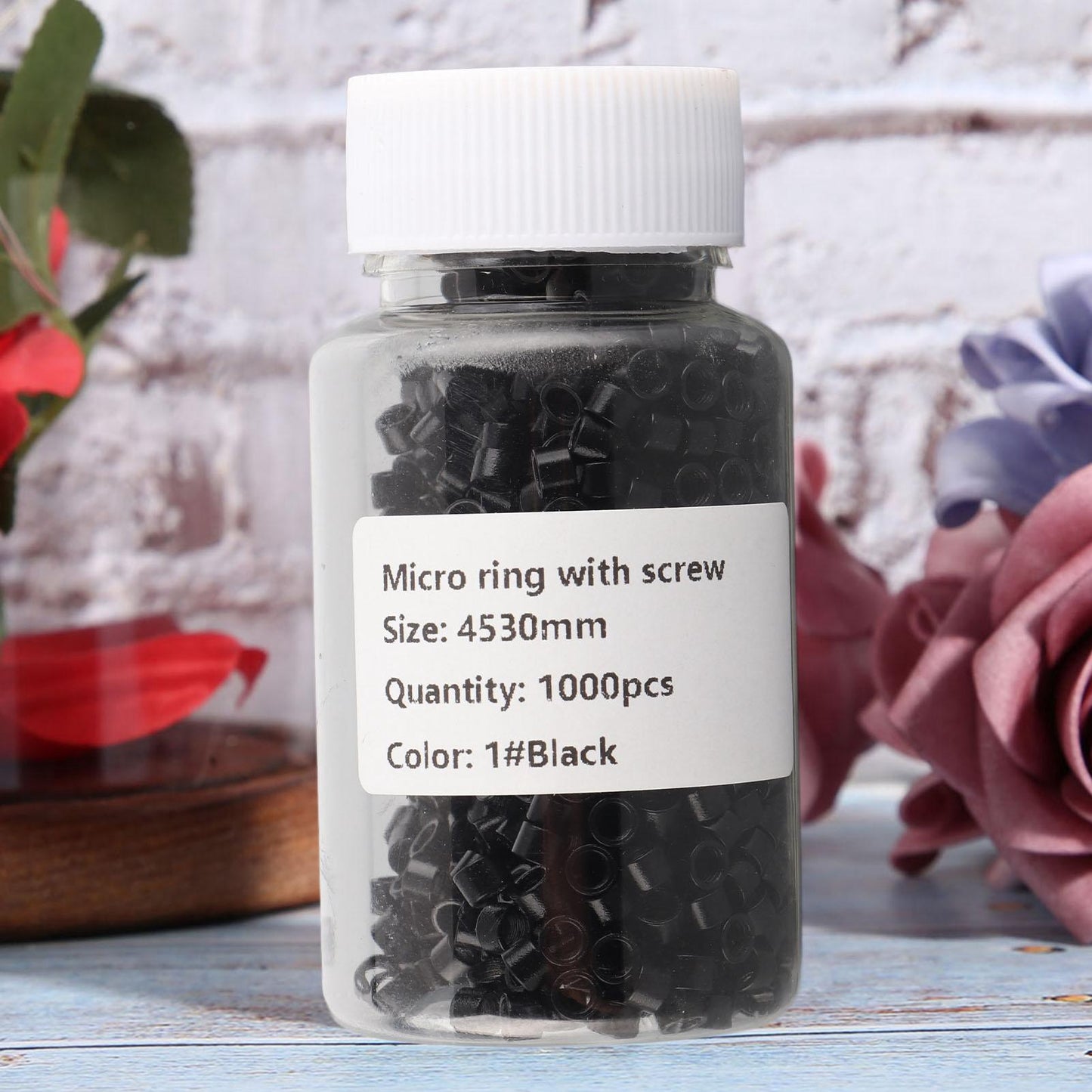 Hair Extension Link Rings 1000pcs Aluminum Micro Links Rings Beads Screw Micro Rings Hair Extension Tool Black