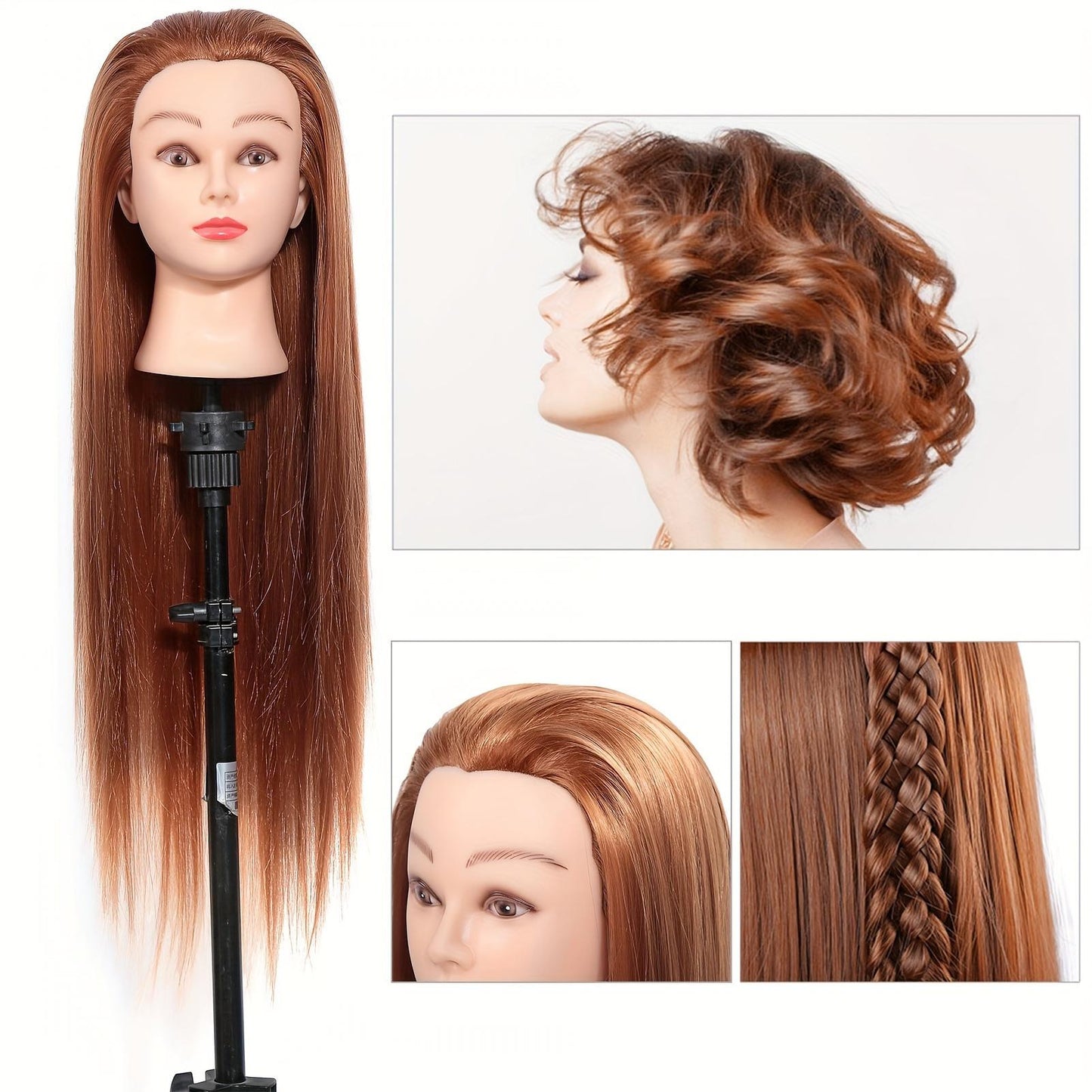 Synthetic Fiber Mannequin Head Hairdresser Training Head Cosmetology Doll Head