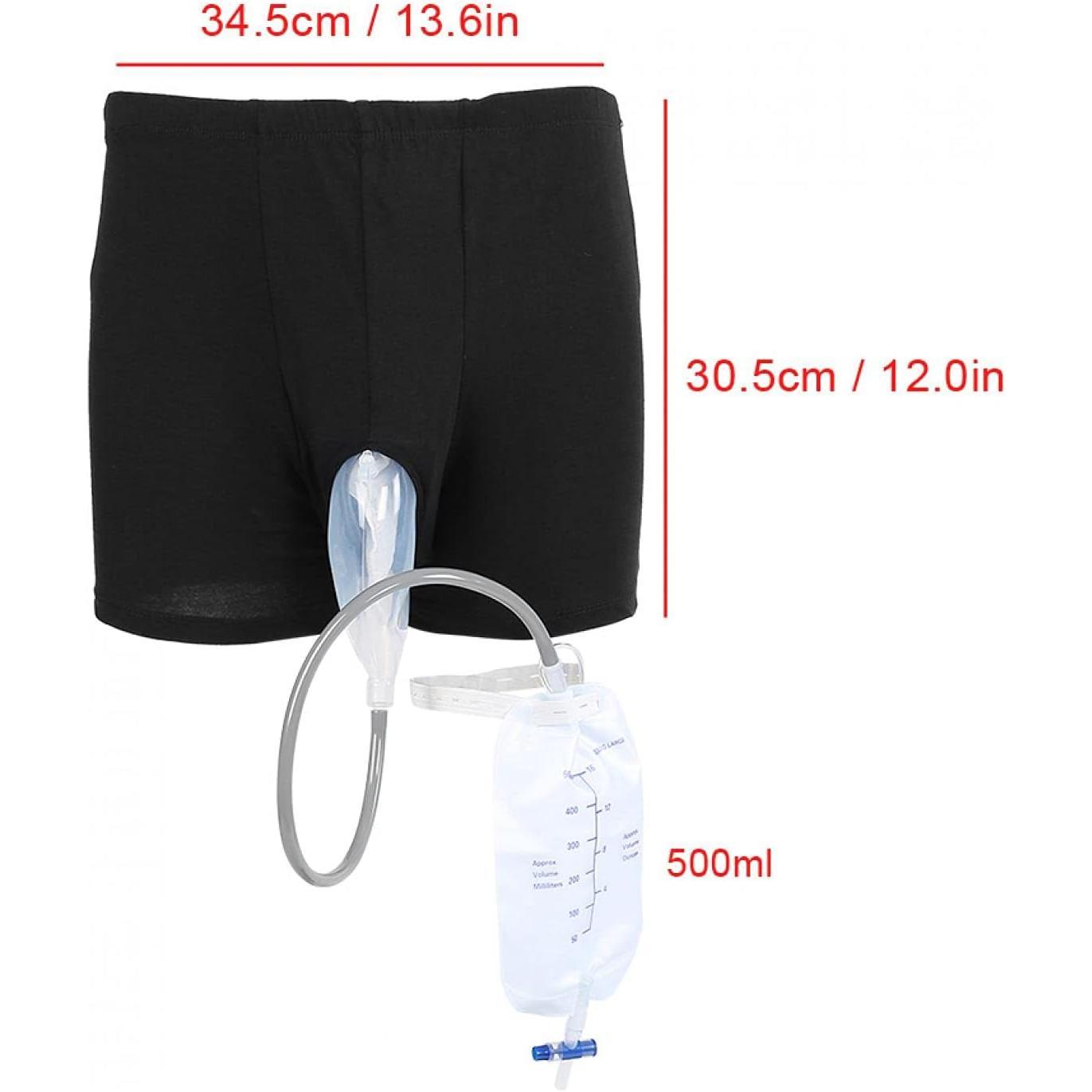 Wearable Collection Urinal Bag, Urinal Underwear for Men Incontinence Bags Reusable Male Urinal Leg Bag Silicone Urine Funnel Pee Holder Collector Urinary Male Pee Bag