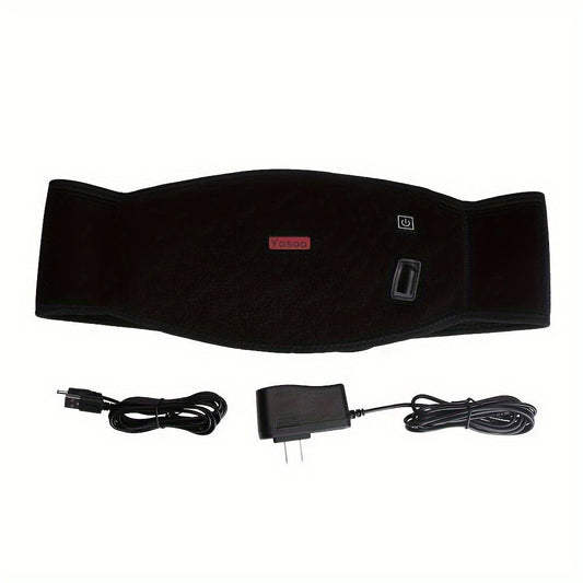 1pc Heating Waist Belt Brace For Pain Relief Lower Back Therapy Lumbar Black