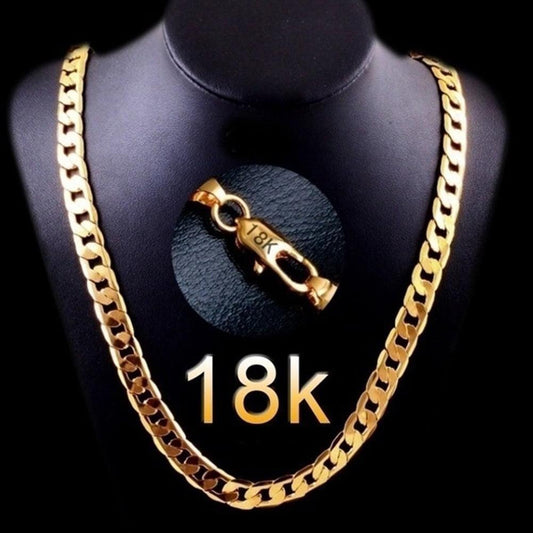 Fashion Men 18K Gold Necklace Cuban Chain Necklace For Men Jewelry Gifts