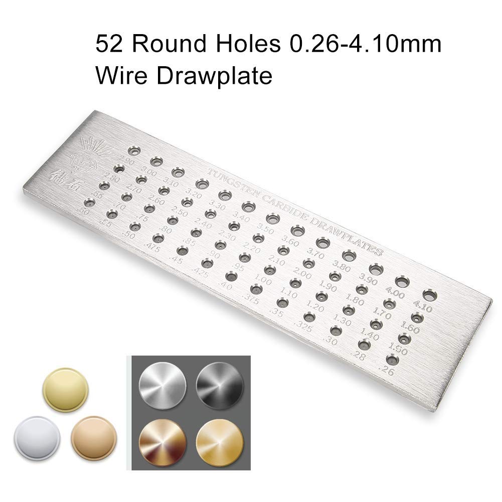 52 Round Holes 0.26-4.10mm Tungsten Carbide Wire Drawplate for Jewelry Making