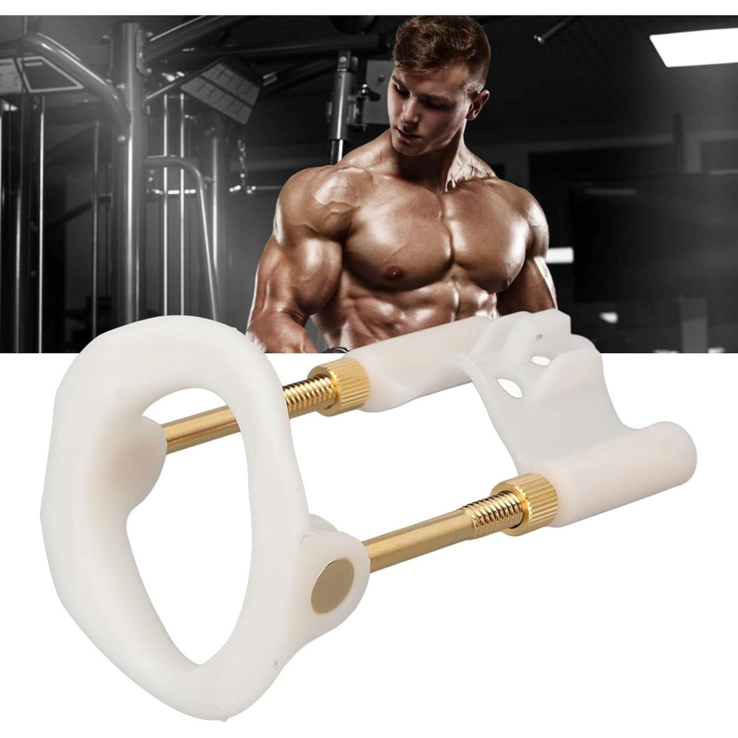 Men Male Bracket Stretcher, Men Bracket Stretcher Tool Adjust Size Easy Detachable Strength Training Device Men Bracket Stretcher Kit White Gold