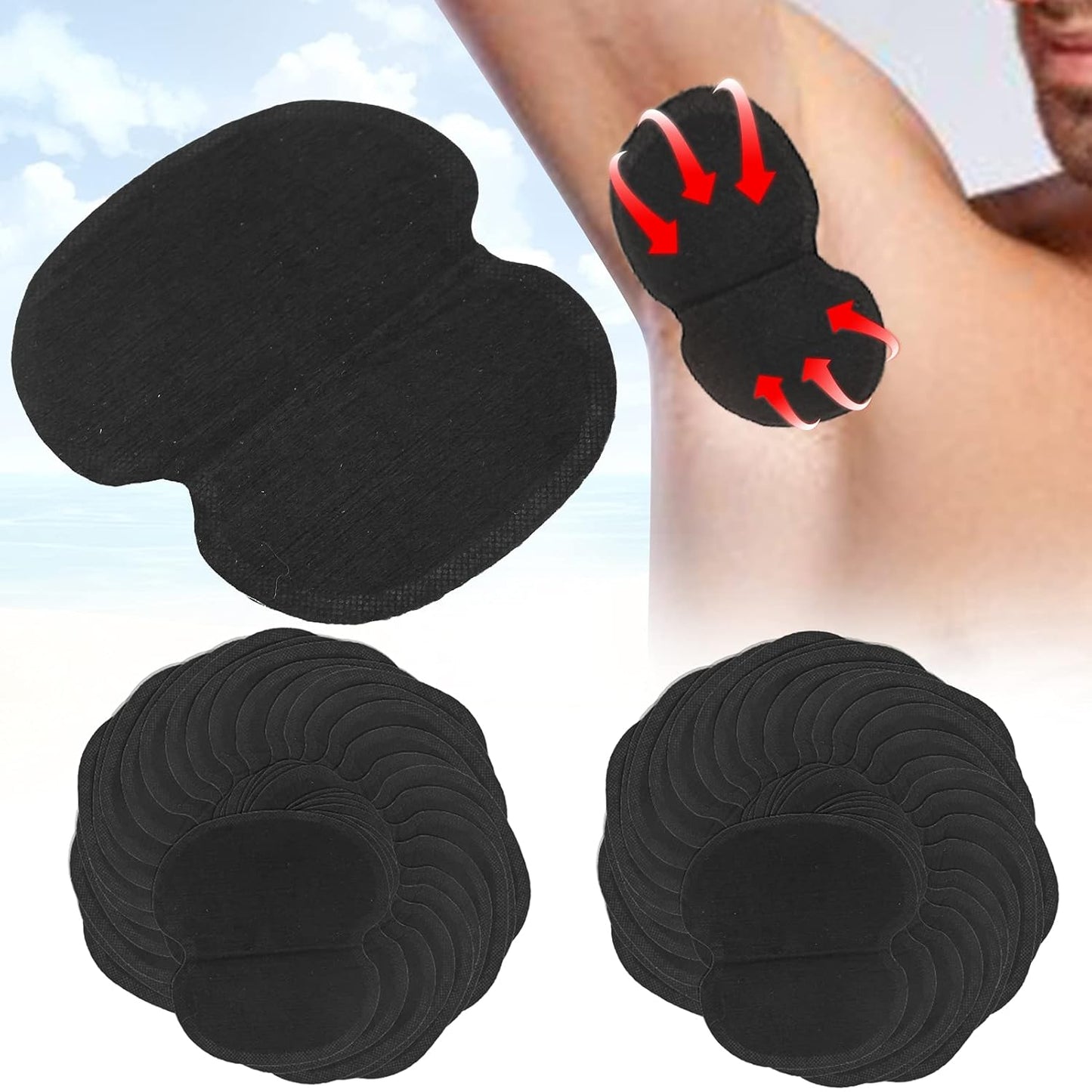 60pcs Underarm Armpit Sweat Pads, Nonwoven Fabric Dress, Clothing Underarm Sweat Pads, Non Visible, For Women And Men, Black