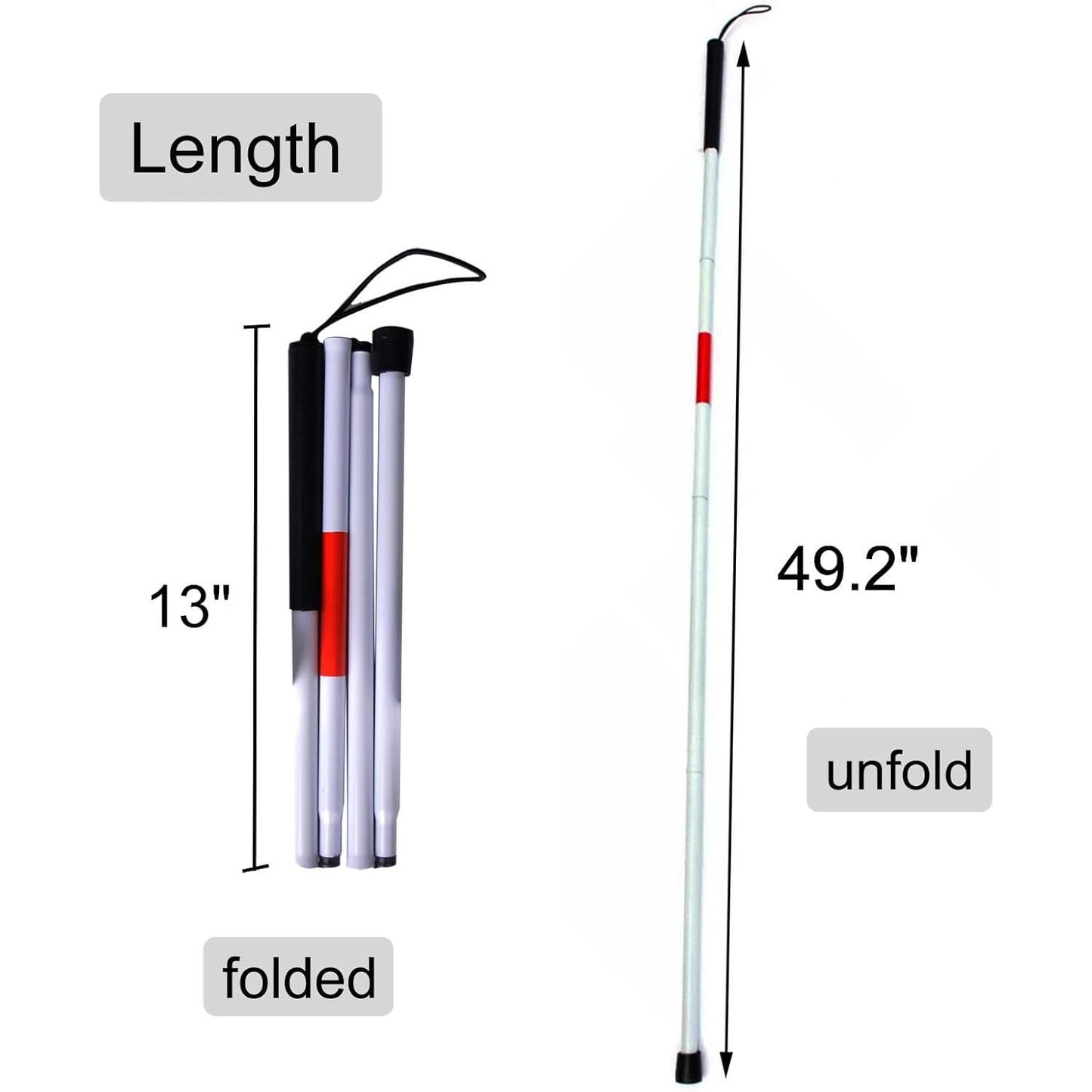 Baitaihem Folding Blind Cane Reflective Red Folding Walking Stick for Vision Impaired and Blind People