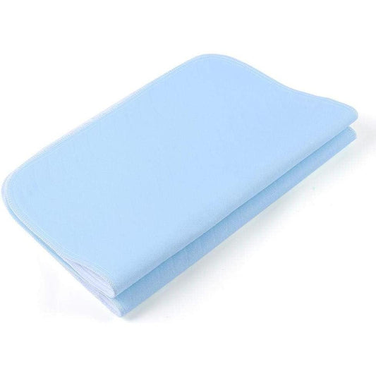 Incontinence Pad, 2pcs Waterproof Reusable Incontinence Underpads 4-Layer Washable Bed Pads for Adults, Kids and Pets,Blue + White 45 X 60