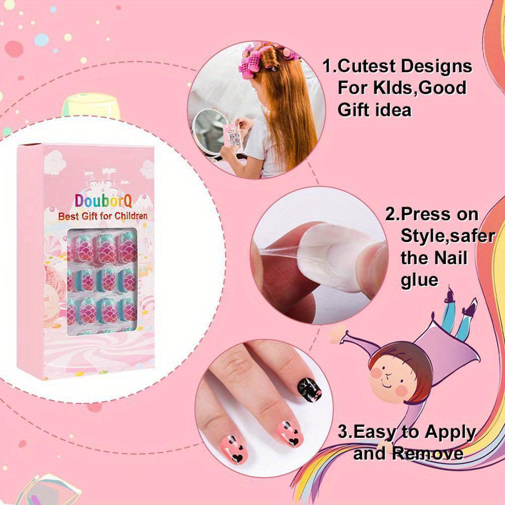 120pcs children' s nail tips cute children' s nail art fake nail tips set