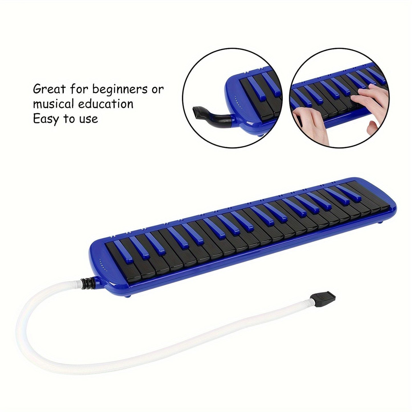 Melodica 37 Key Wind Musical Instrument Suitable for Beginner Practice Bag F37s (Blue )