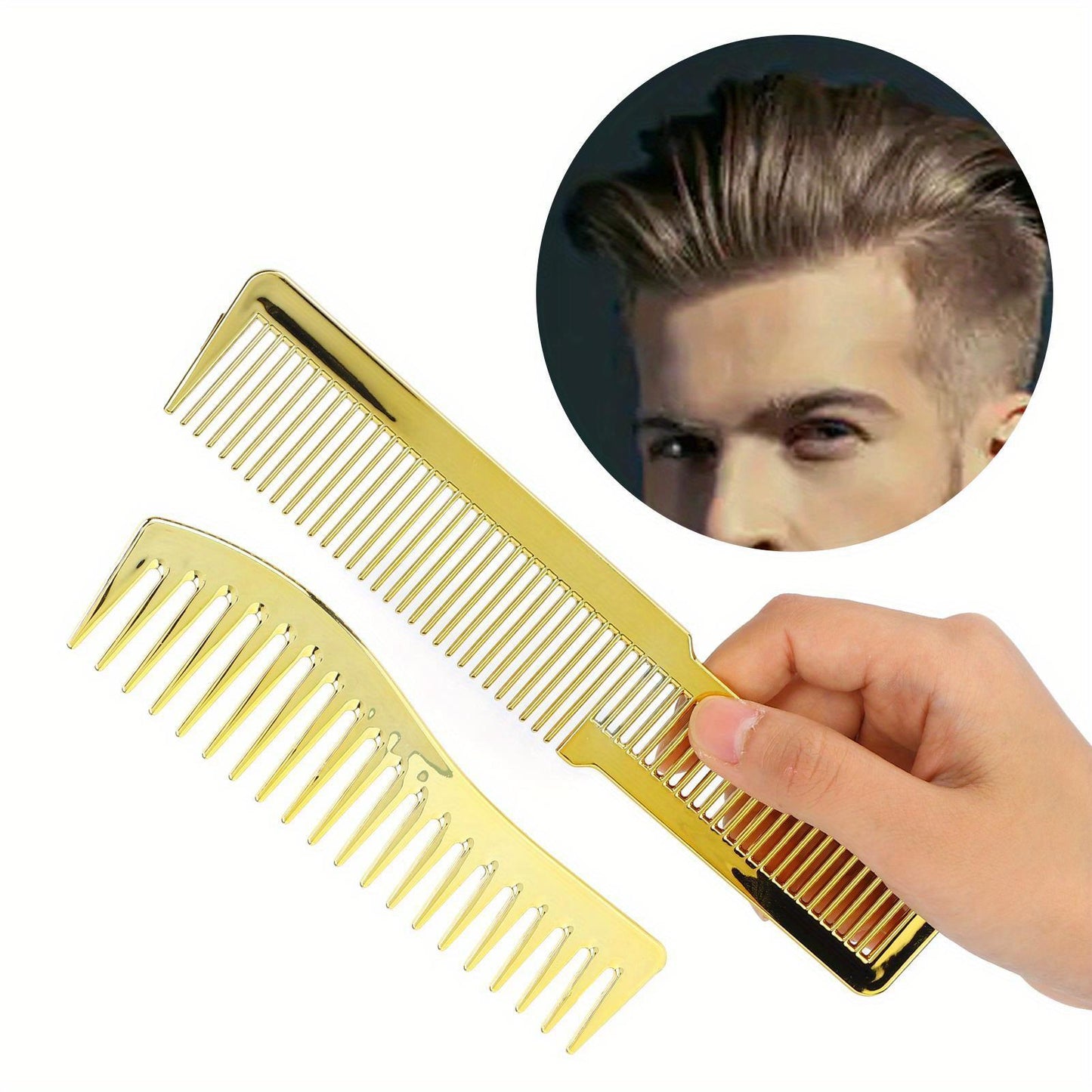 Hairdressing Comb with Wide Teeth for All Hair Types- Golden ABS Material Cutting and Styling Bending Comb- Professional Salon Haircut Tool